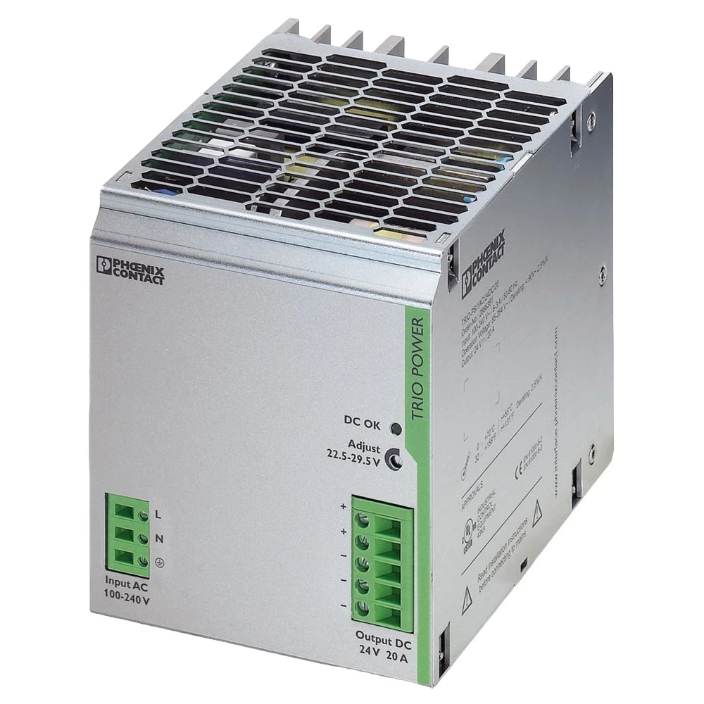Источник питания Phoenix contact TRIO POWER номинальное напряжение 24В, переменный ток (AC), номинальный ток на выходе 20А 2866381