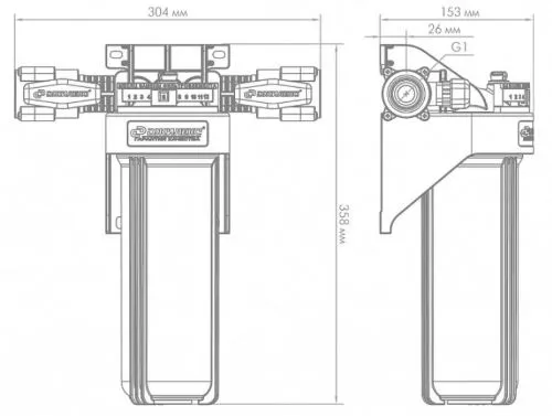Фильтр магистральный Джилекс 1 М Т SlimLine 10” Ду25 Ру10 картриджный для очистки воды, с шаровым краном, присоединение 1” внутренняя резьба (9094)