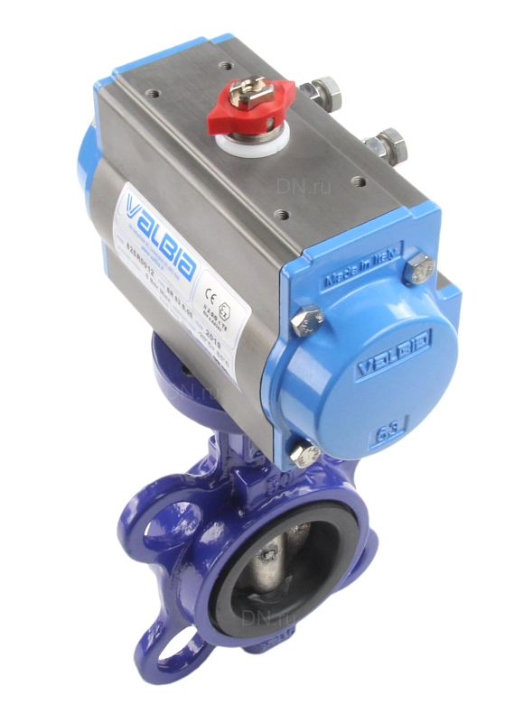 Затвор дисковый поворотный Авангард ЗПДП Ду100 Ру16 межфланцевый, корпус - чугун серый СЧ20, диск - ковкий чугун КЧ30, уплотнение - EPDM, с ПИМ Valbia двустороннего действия 82da0075