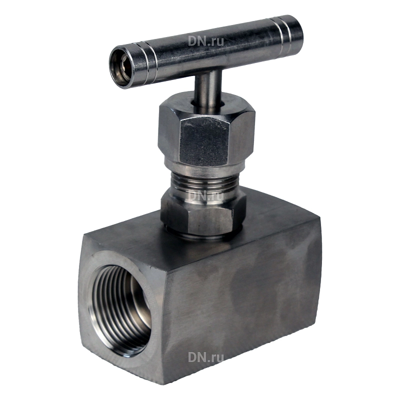 Клапан игольчатый VN3131M-T-Ht 1 1/2″ Ду40 Ру400 резьбовой, корпус - нержавеющая сталь 304, уплотнение - металл, с Т-образной рукояткой